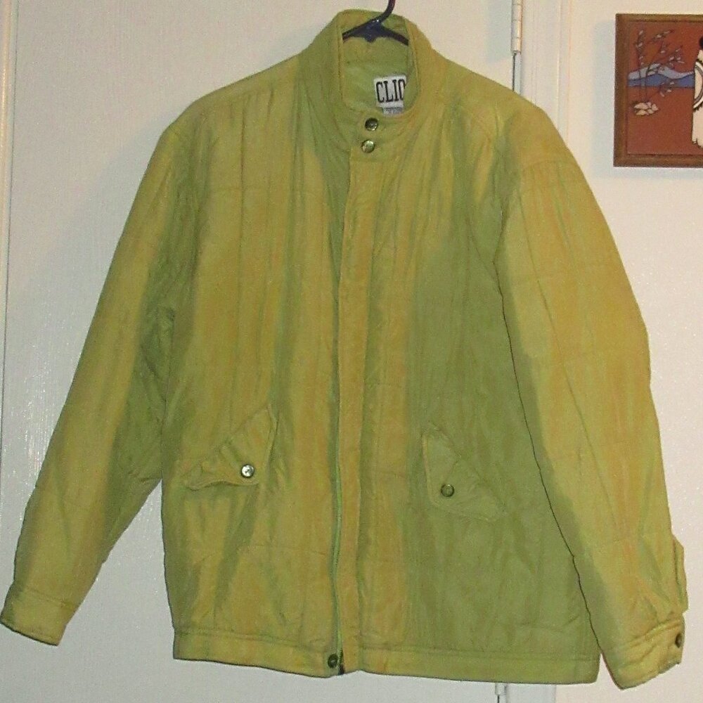 CLIO Qu ilted Lime Silk Jacket Medium